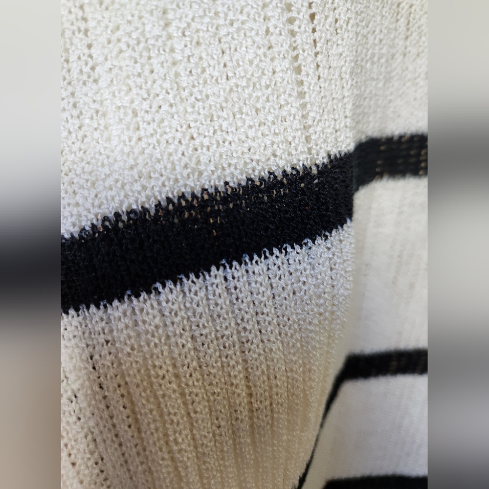 Doe and Rae Striped Black and Cream Women's Duster Cardigan, Small, NWOT - Picture 5 of 12